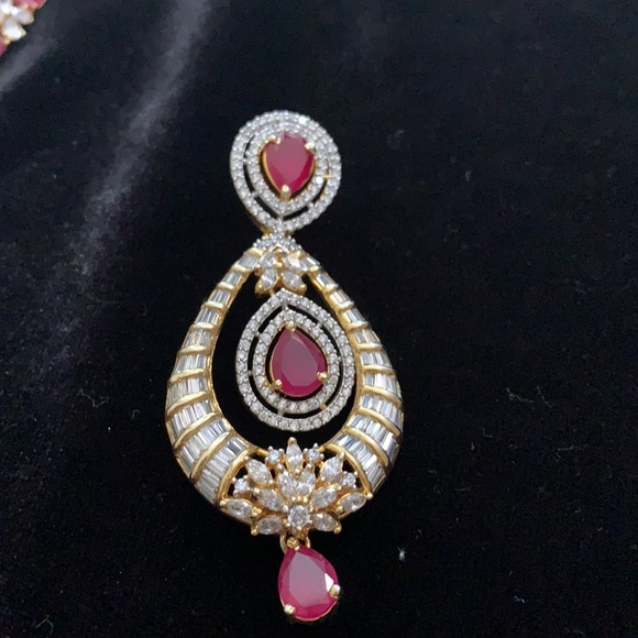 Stunning American diamond necklace in 1gm gold - Picture 3 of 7